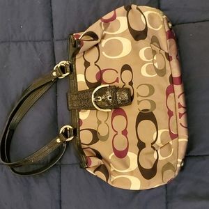 Coach purse. Purple, white, silver, black.